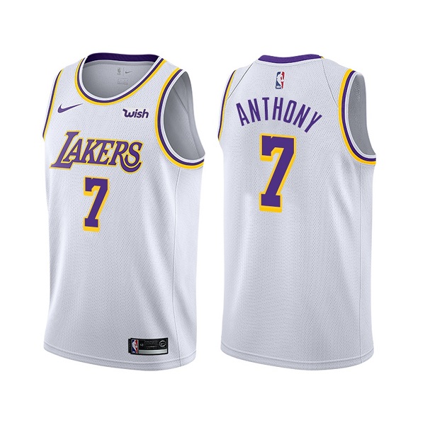 Men's Los Angeles Lakers #7 Carmelo Anthony White Stitched Basketball Jersey - Click Image to Close